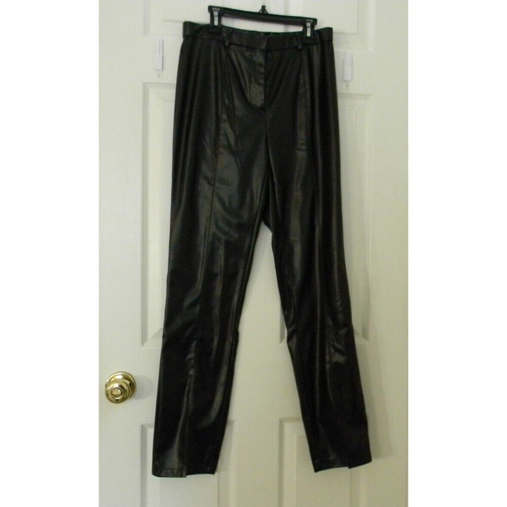 Nichole + Lina Black Faux Leather Pants Ankle Detail Sz M 29 inch Waist NWT